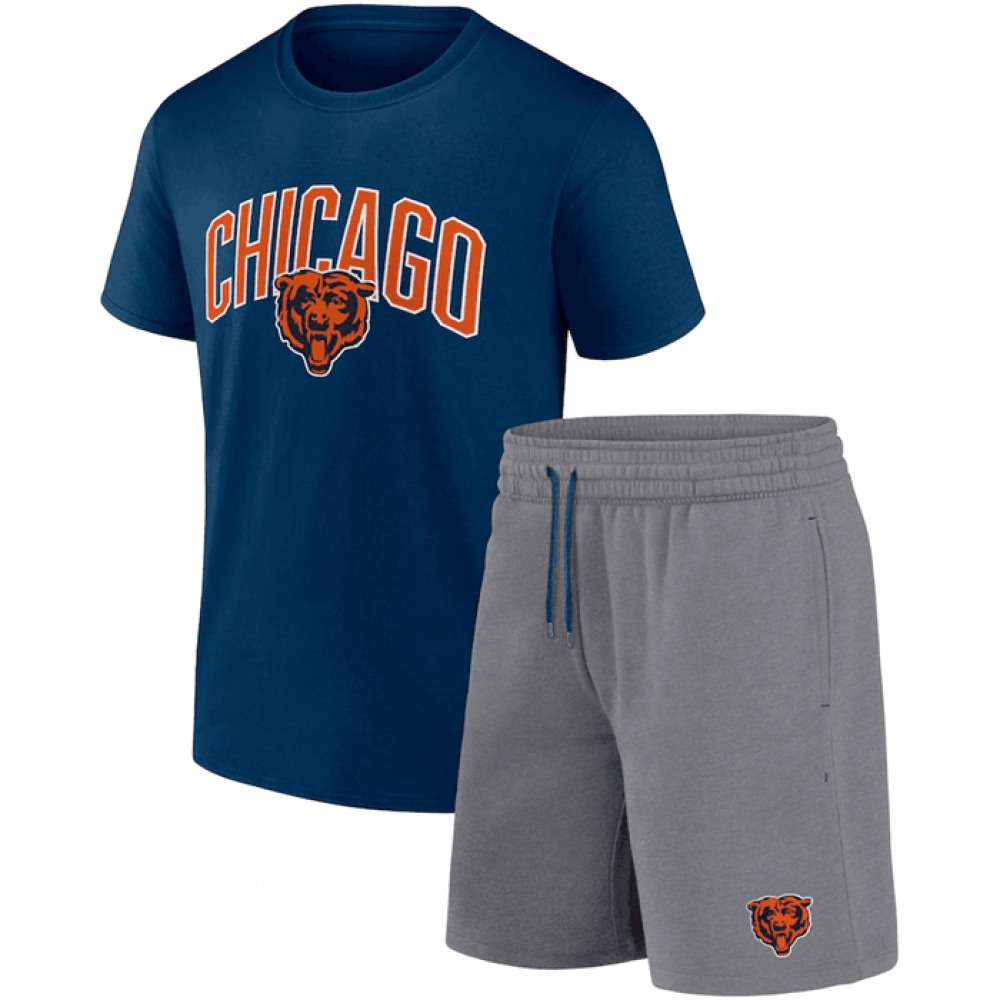 Men's Chicago Bears Navy/Heather Gray Arch T-Shirt & Shorts Combo Set Men's Chicago Bears Navy/Heather Gray Arch T-Shirt & Shorts Combo Set