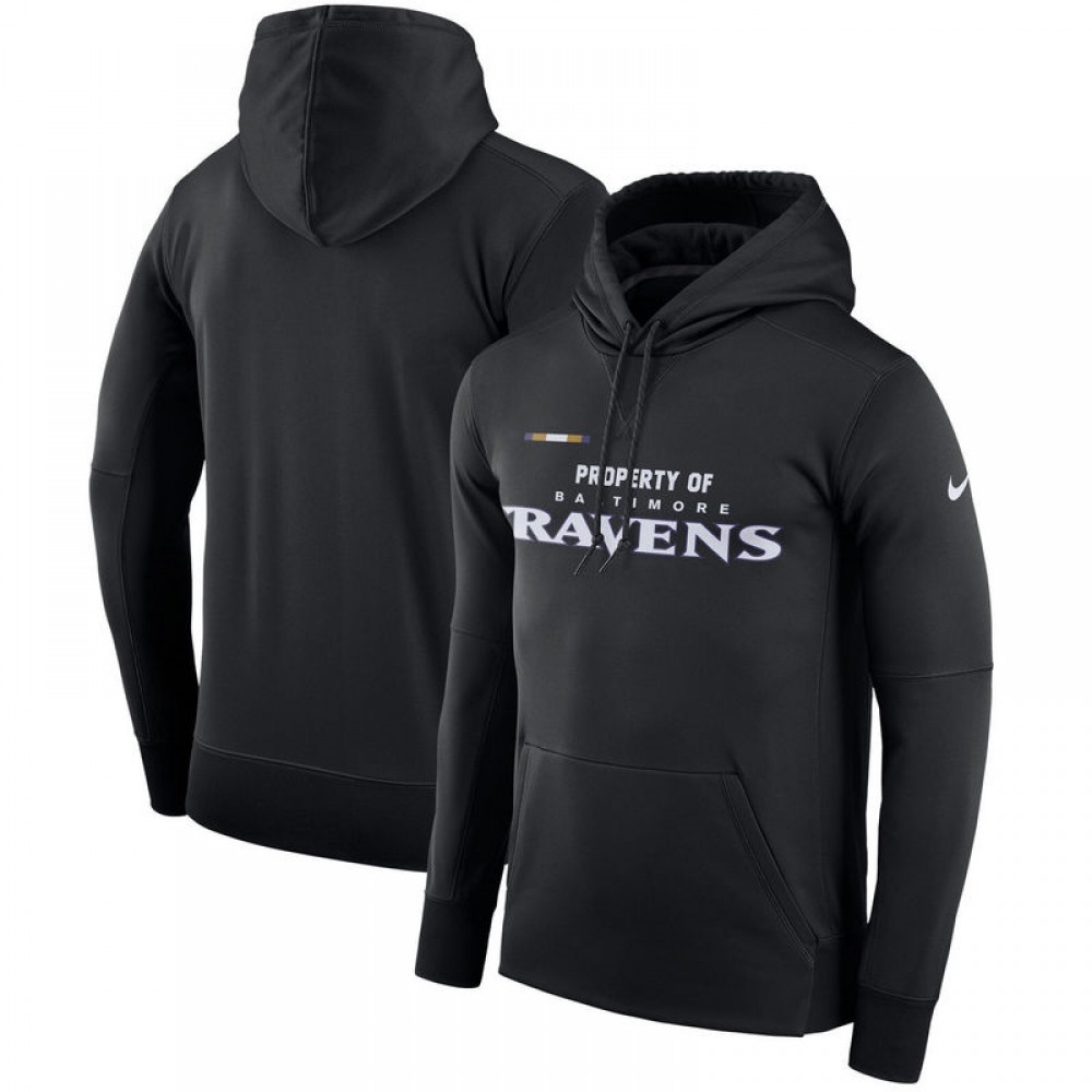 Men's Baltimore Ravens Nike Black Sideline Property Of Performance Pullover Hoodie
