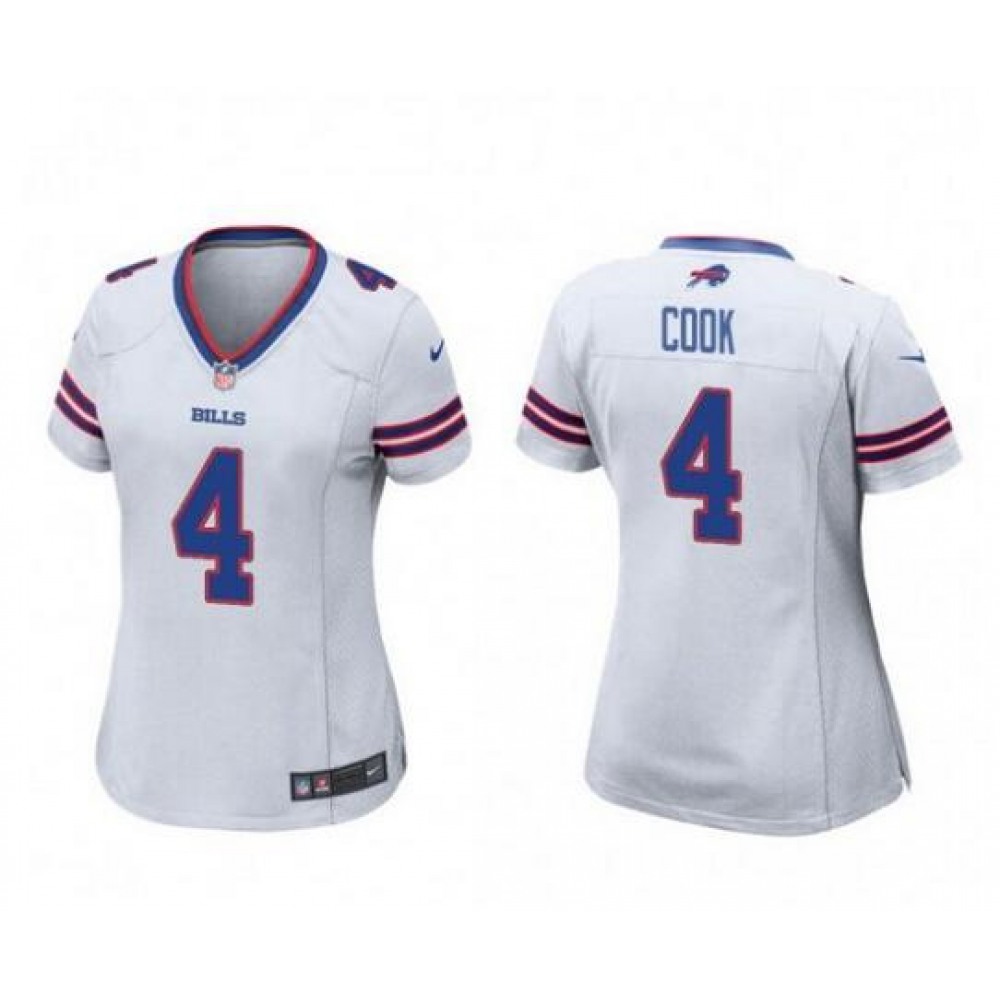Women's Buffalo Bills #4 James Cook White Stitched Football Jersey(Run Small) Women's Buffalo Bills #4 James Cook White Stitched Football Jersey(Run Small)