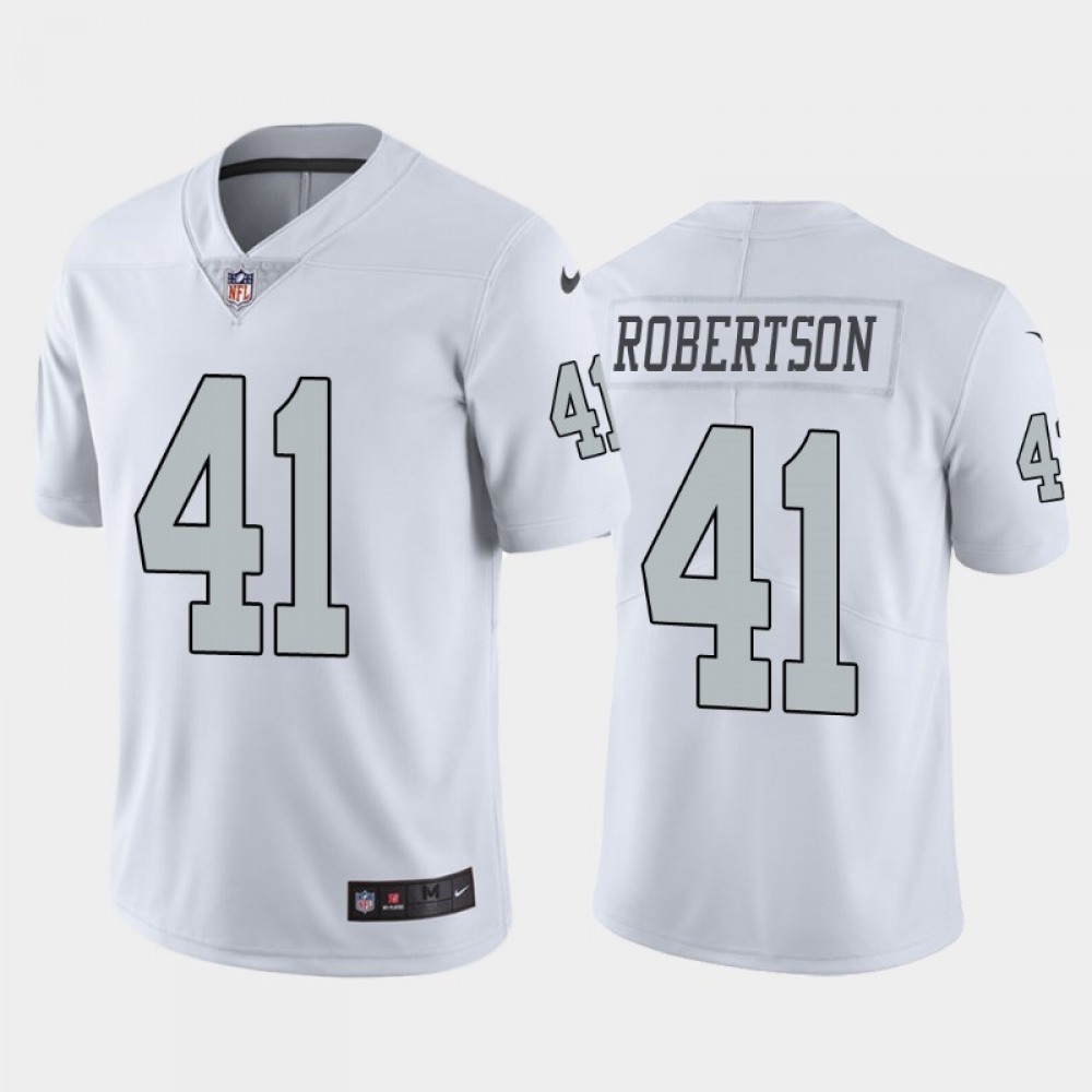 Men's Las Vegas Raiders #41 Amik Robertson White Color Rush Stitched Jersey Men's Las Vegas Raiders #41 Amik Robertson White Color Rush Stitched Jersey