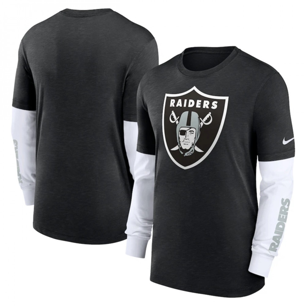 Men's Las Vegas Raiders Heather Black Slub Fashion Long Sleeve T-Shirt Men's Las Vegas Raiders Heather Black Slub Fashion Long Sleeve T-Shirt
