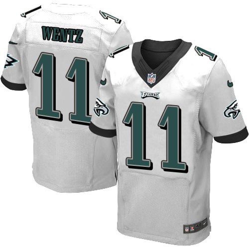 Nike Eagles #11 Carson Wentz White Men's Stitched NFL New Elite Jersey Nike Eagles #11 Carson Wentz White Men's Stitched NFL New Elite Jersey