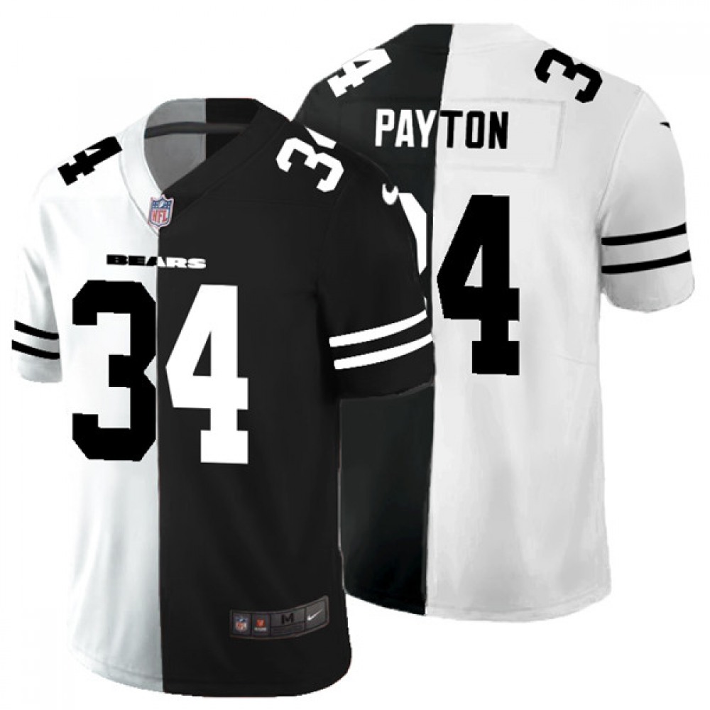 Men's Chicago Bears #34 Walter Payton Black & White Split Limited Stitched Jersey Men's Chicago Bears #34 Walter Payton Black & White Split Limited Stitched Jersey