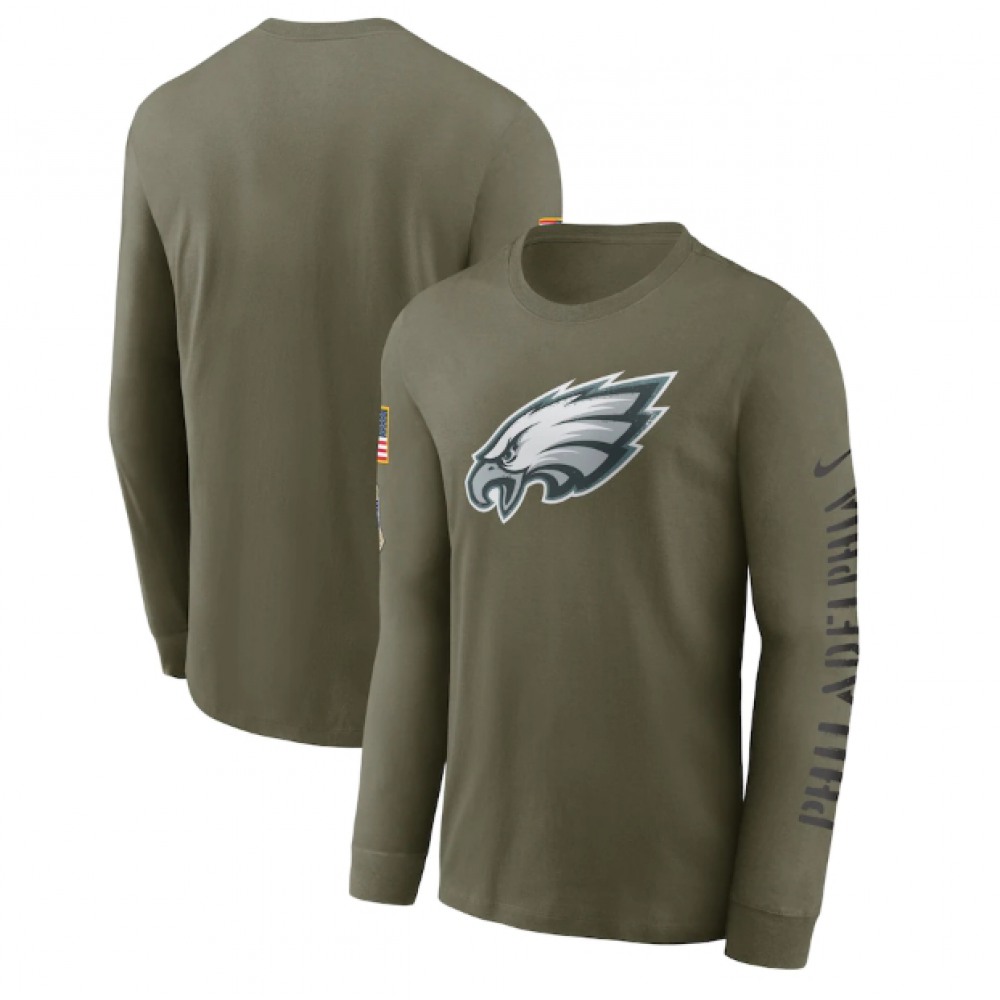 Men's Philadelphia Eagles Olive 2022 Salute to Service Long Sleeve T-Shirt Men's Philadelphia Eagles Olive 2022 Salute to Service Long Sleeve T-Shirt