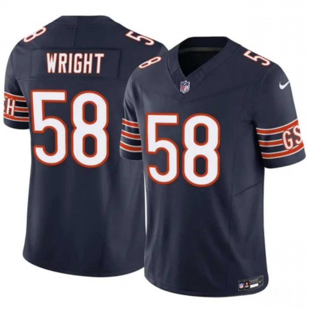 Men's Chicago Bears #58 #58 Darnell Wright Navy 2023 F.U.S.E. Vapor Untouchable Limited Stitched Football Jersey Men's Chicago Bears #58 #58 Darnell Wright Navy 2023 F.U.S.E. Vapor Untouchable Limited Stitched Football Jersey
