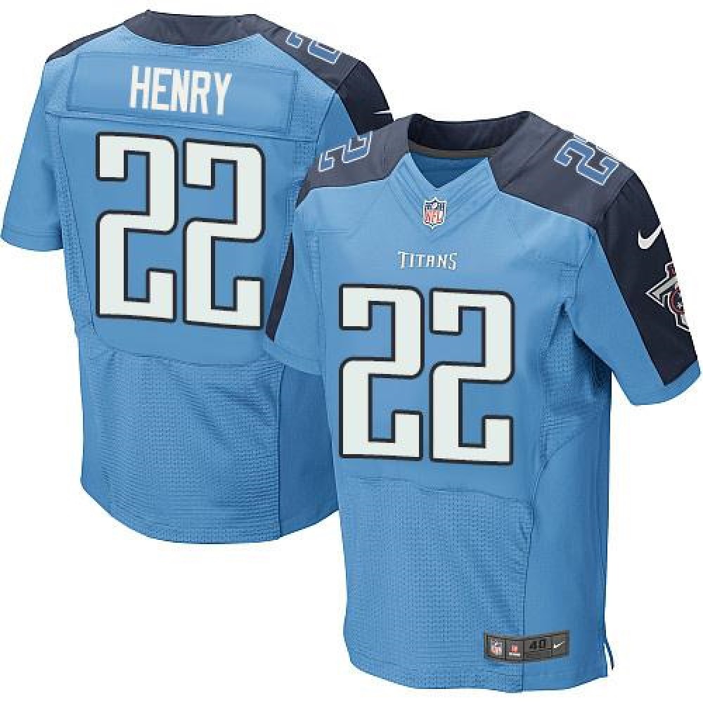 Nike Titans #22 Derrick Henry Light Blue Team Color Men's Stitched NFL Elite Jersey Nike Titans #22 Derrick Henry Light Blue Team Color Men's Stitched NFL Elite Jersey