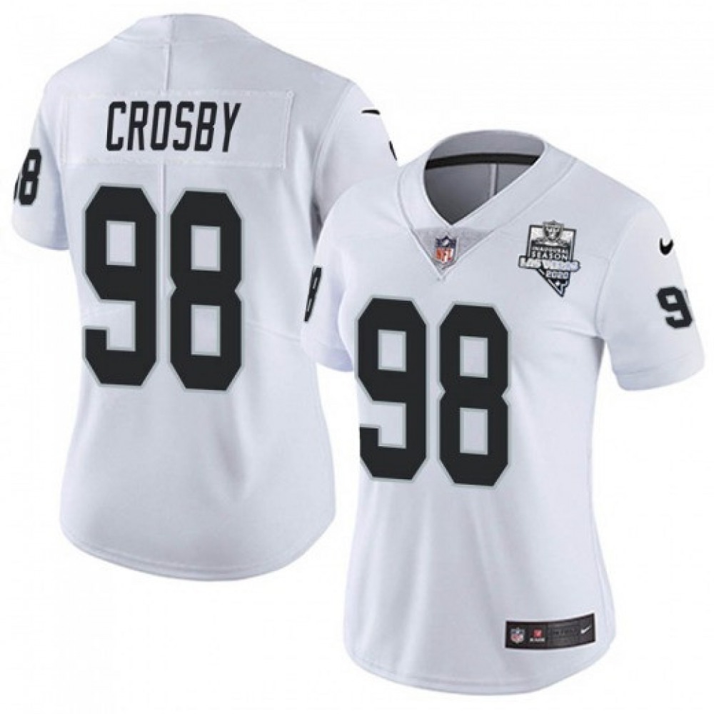 Women's Las Vegas Raiders #98 Maxx Crosby White 2020 Inaugural Season Vapor Untouchable Limited Stitched Jersey(Run Small) Women's Las Vegas Raiders #98 Maxx Crosby White 2020 Inaugural Season Vapor Untouchable Limited Stitched Jersey(Run Small)