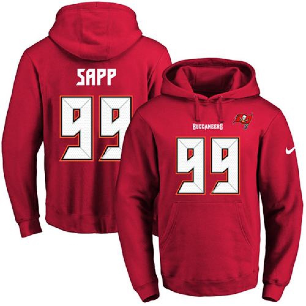 Nike Buccaneers #99 Warren Sapp Red Name & Number Pullover NFL Hoodie Nike Buccaneers #99 Warren Sapp Red Name & Number Pullover NFL Hoodie