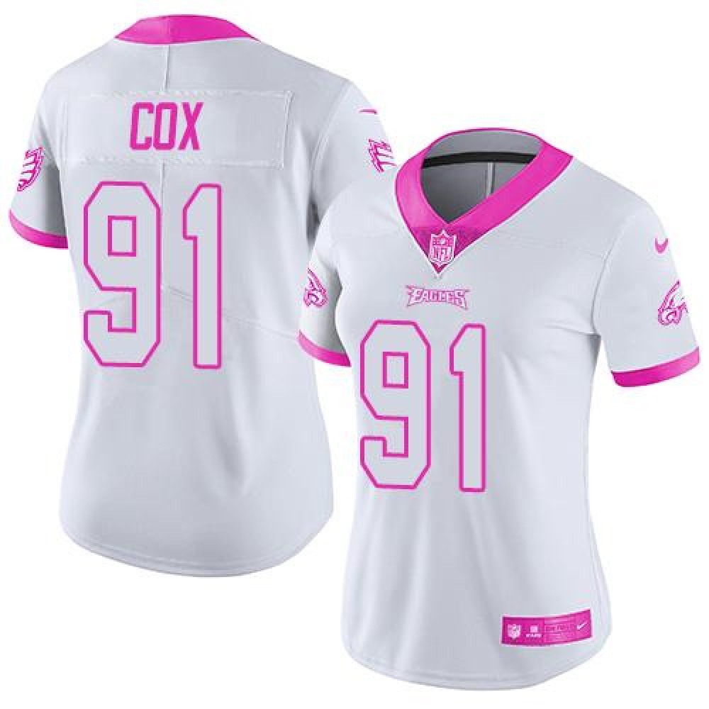 Nike Eagles #91 Fletcher Cox White/Pink Women's Stitched NFL Limited Rush Fashion Jersey Nike Eagles #91 Fletcher Cox White/Pink Women's Stitched NFL Limited Rush Fashion Jersey