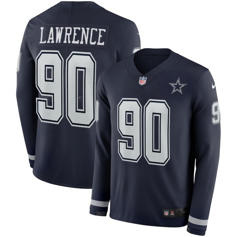 Men's Dallas Cowboys #90 Demarcus Lawrence Navy Therma Long Sleeve Stitched NFL Jersey Men's Dallas Cowboys #90 Demarcus Lawrence Navy Therma Long Sleeve Stitched NFL Jersey