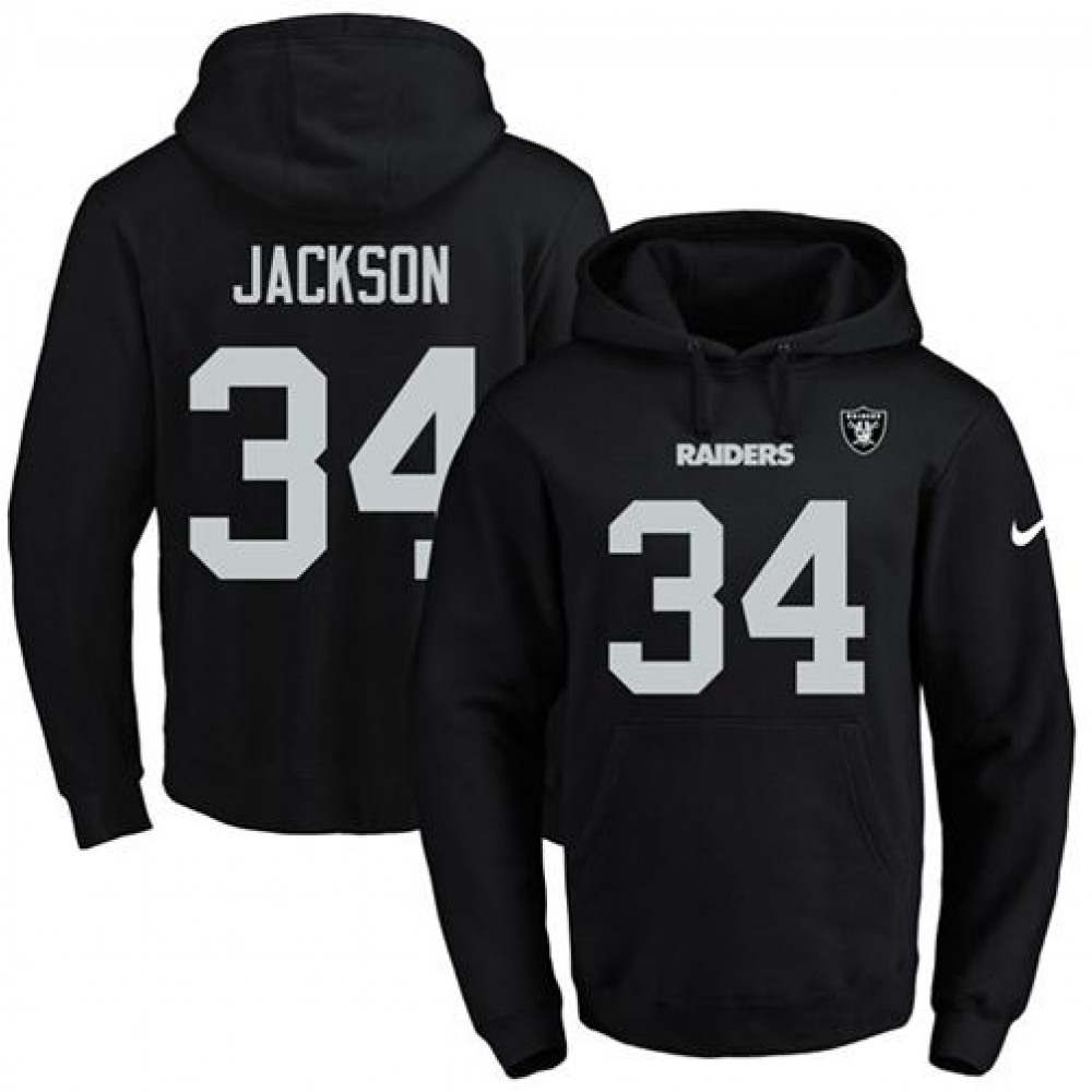 Nike Raiders #34 Bo Jackson Black Name & Number Pullover NFL Hoodie Nike Raiders #34 Bo Jackson Black Name & Number Pullover NFL Hoodie