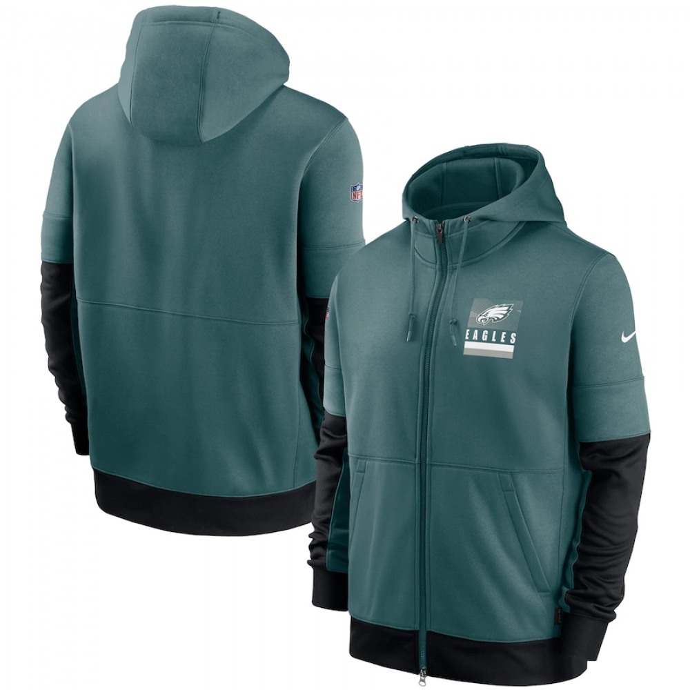 Men's Philadelphia Eagles Green Sideline Impact Lockup Performance Full-Zip Hoodie Men's Philadelphia Eagles Green Sideline Impact Lockup Performance Full-Zip Hoodie