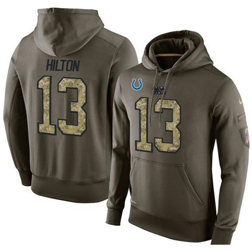 NFL Men's Nike Indianapolis Colts #13 T.Y. Hilton Stitched Green Olive Salute To Service KO Performance Hoodie NFL Men's Nike Indianapolis Colts #13 T.Y. Hilton Stitched Green Olive Salute To Service KO Performance Hoodie
