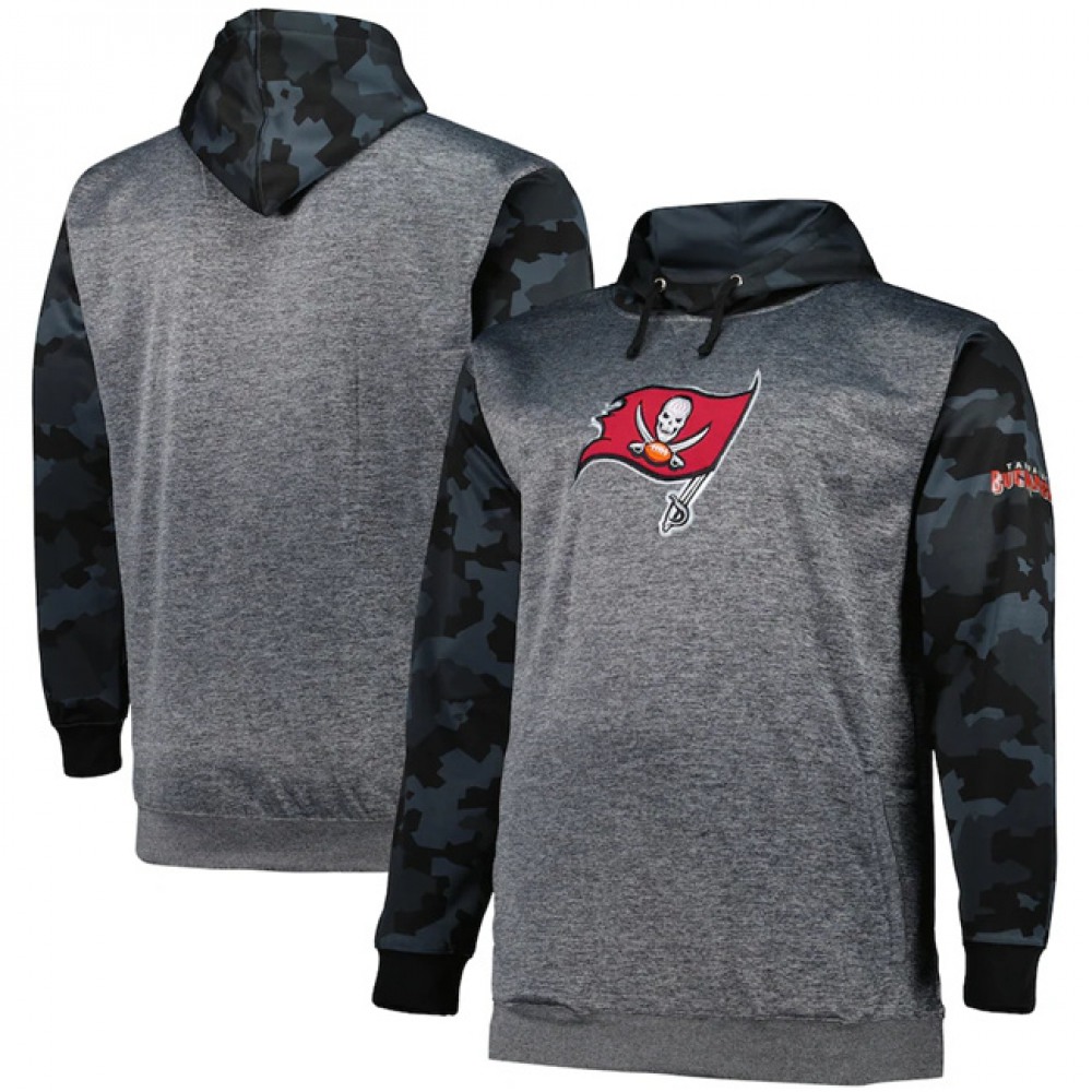 Men's Tampa Bay Buccaneers Heather Charcoal Big & Tall Camo Pullover Hoodie Men's Tampa Bay Buccaneers Heather Charcoal Big & Tall Camo Pullover Hoodie