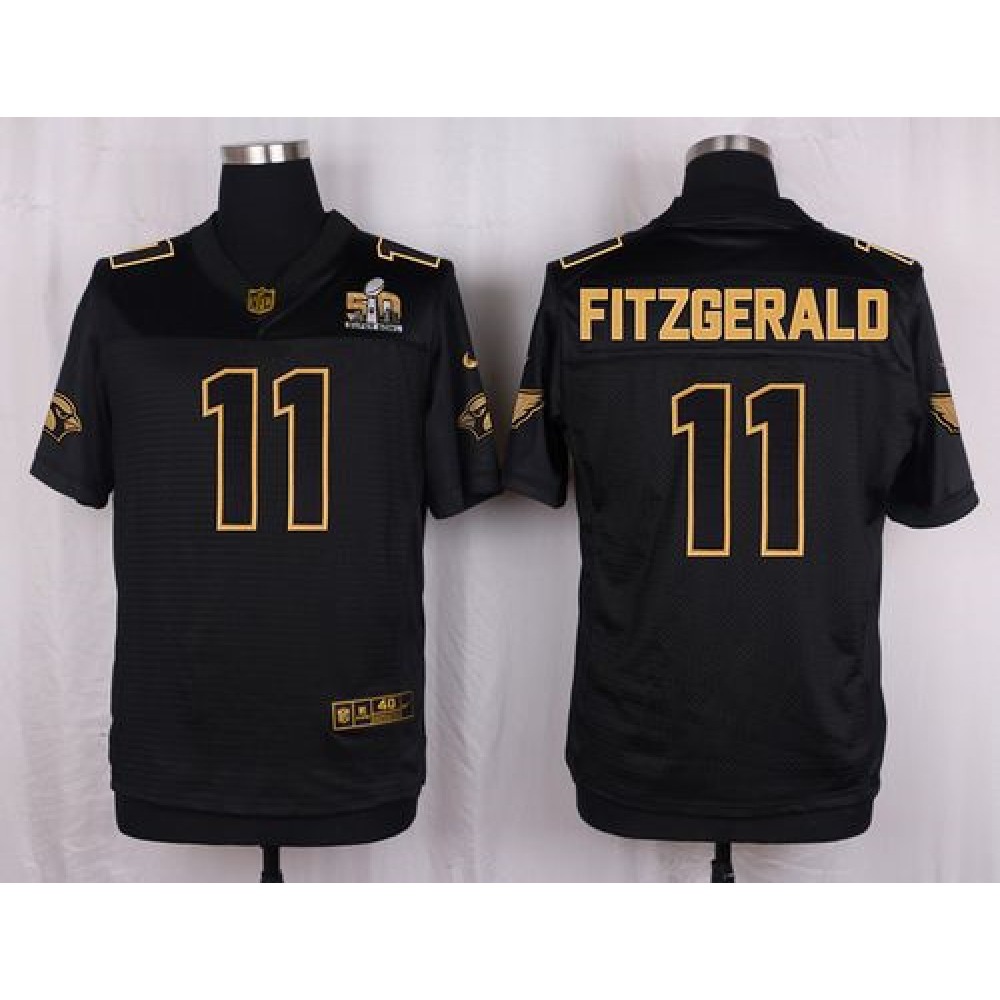 Nike Cardinals #11 Larry Fitzgerald Black Pro Line Gold Collection Men's Stitched NFL Elite Jersey