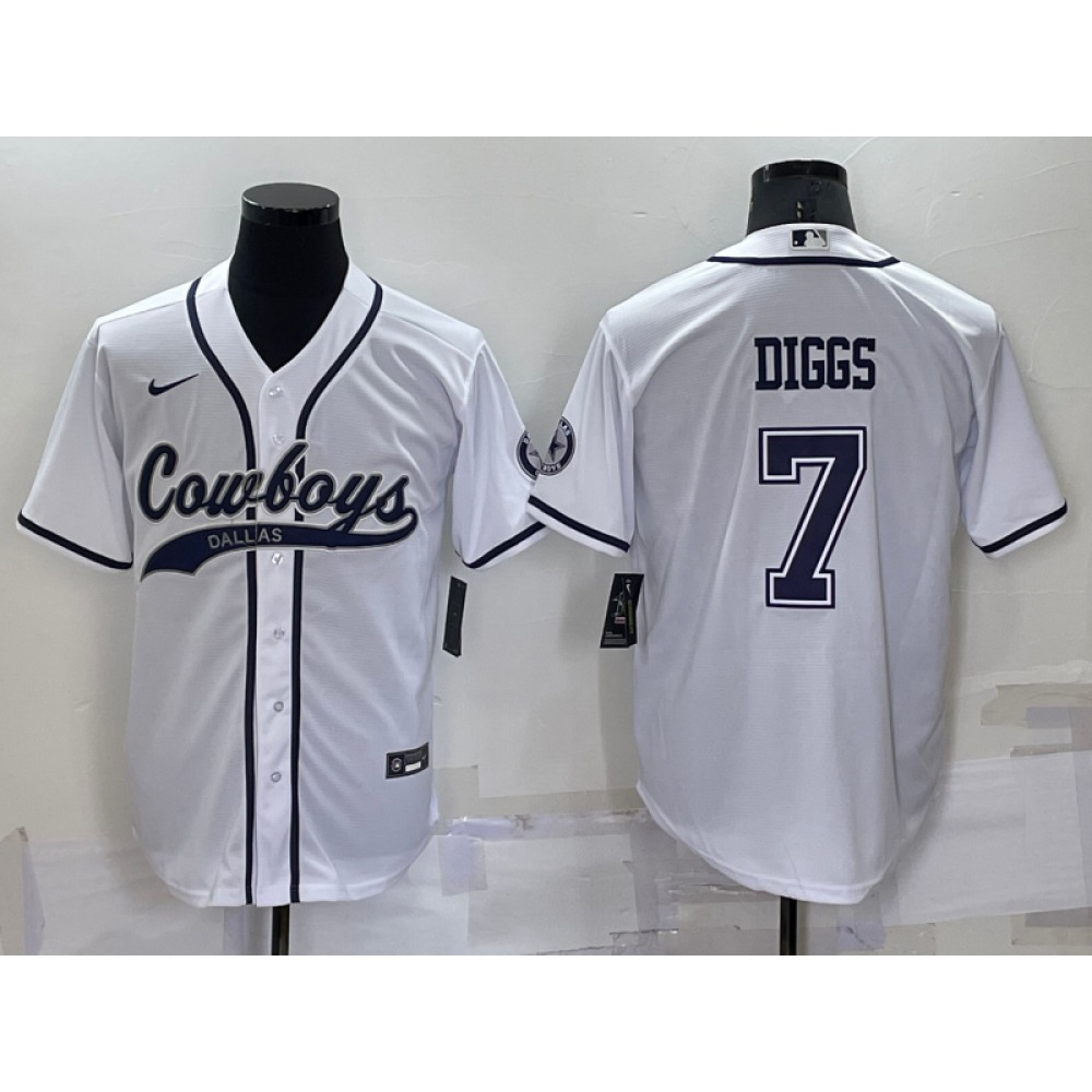 Men's Dallas Cowboys #7 Trevon Diggs White Cool Base Stitched Baseball Jersey Men's Dallas Cowboys #7 Trevon Diggs White Cool Base Stitched Baseball Jersey