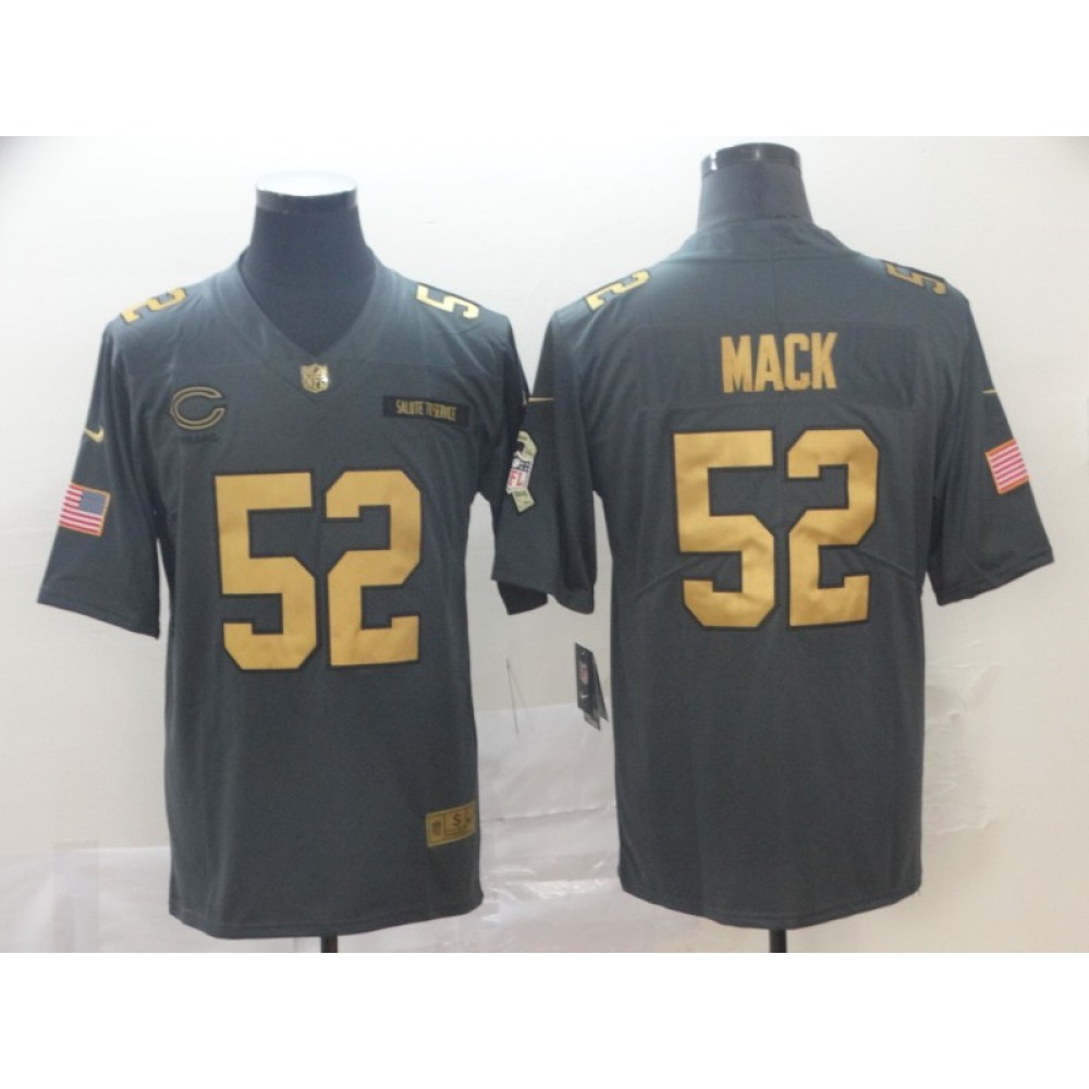 Men's Chicago Bears #52 Khalil Mack 2019 Gold Anthracite Olive Salute To Service Limited Stitched NFL Jersey Men's Chicago Bears #52 Khalil Mack 2019 Gold Anthracite Olive Salute To Service Limited Stitched NFL Jersey