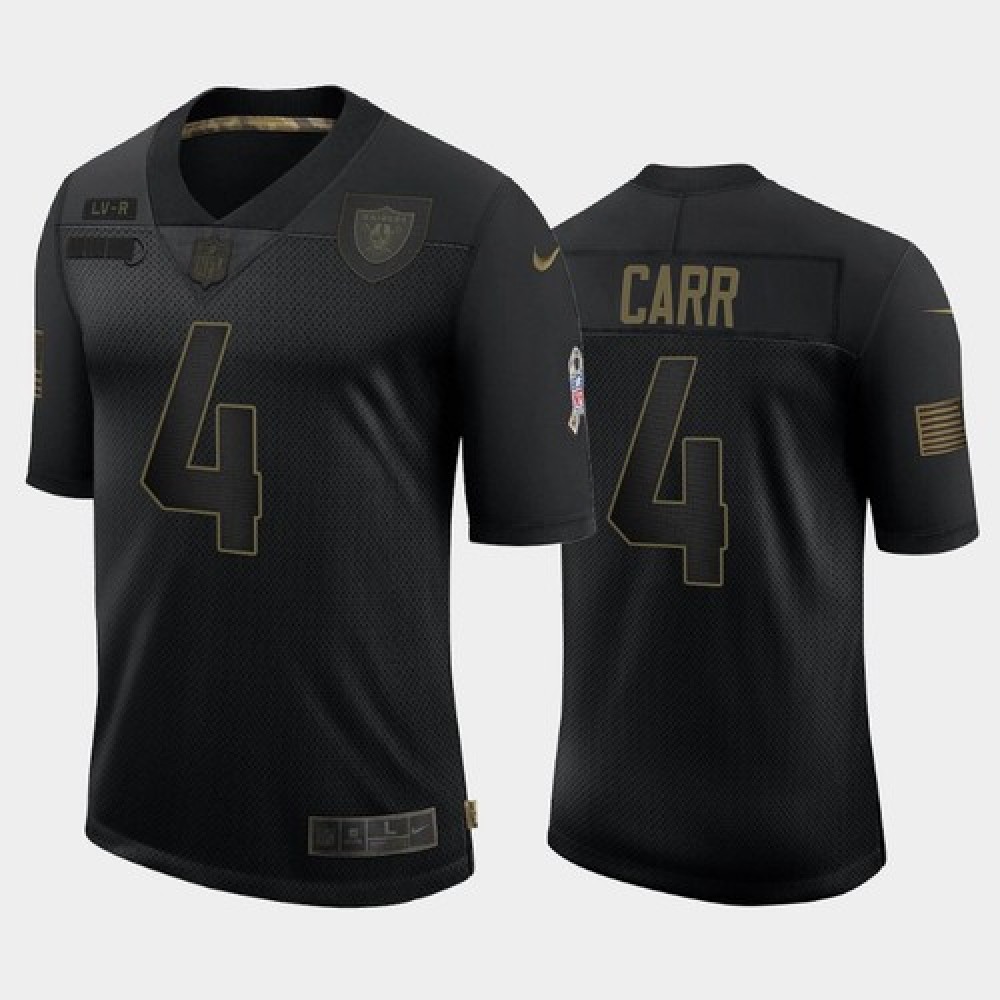 Men's Las Vegas Raiders #4 Derek Carr Black 2020 Salute To Service Limited Stitched Jersey Men's Las Vegas Raiders #4 Derek Carr Black 2020 Salute To Service Limited Stitched Jersey