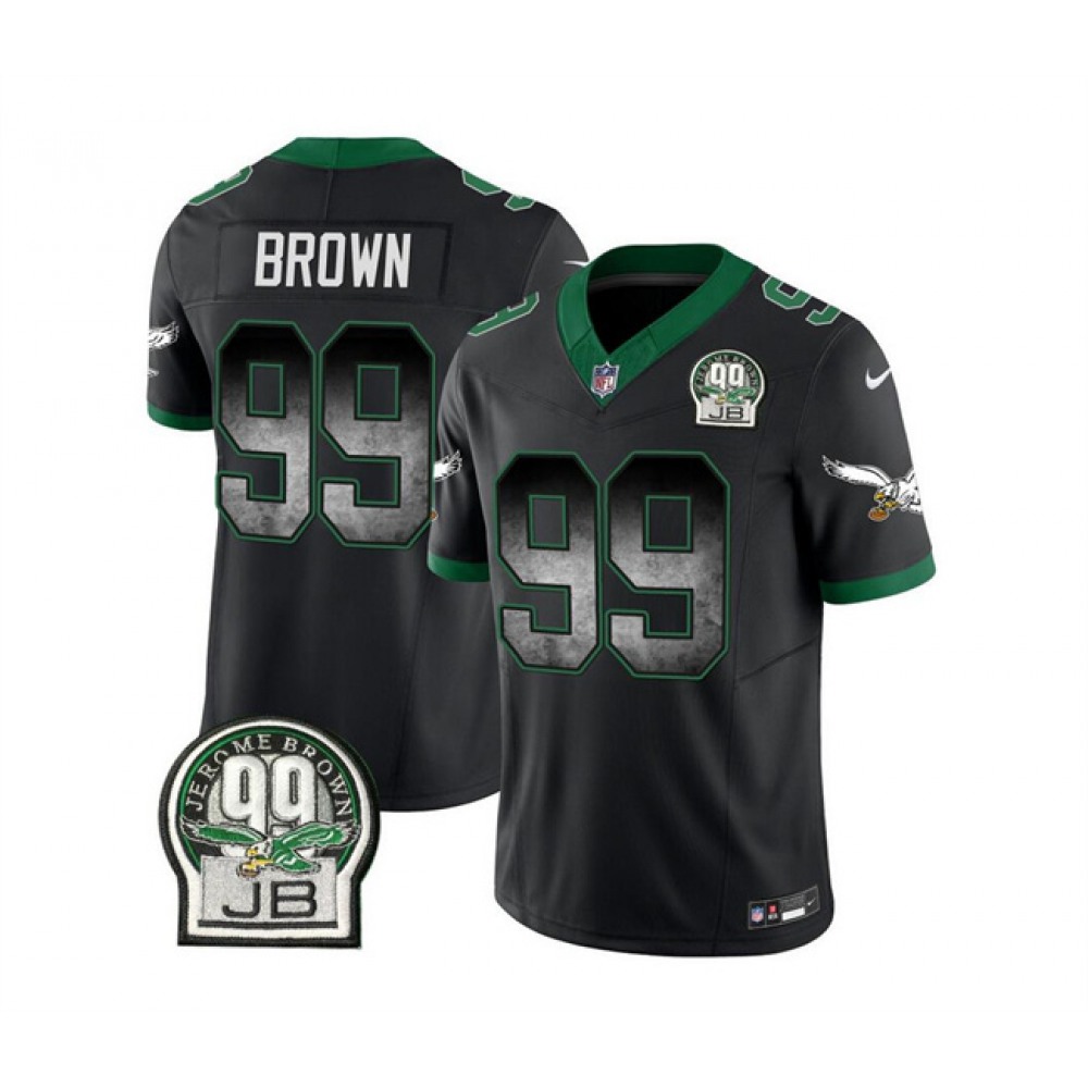 Men's Philadelphia Eagles #99 Jerome Brown Black 2023 F.U.S.E. Throwback Vapor Untouchable Limited Stitched Football Jersey Men's Philadelphia Eagles #99 Jerome Brown Black 2023 F.U.S.E. Throwback Vapor Untouchable Limited Stitched Football Jersey