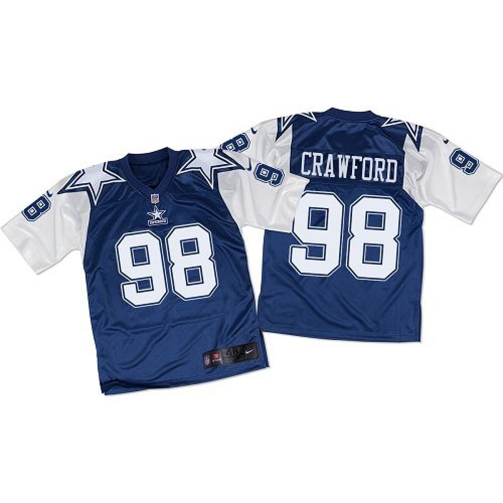 Nike Cowboys #98 Tyrone Crawford Navy Blue/White Throwback Men's Stitched NFL Elite Jersey Nike Cowboys #98 Tyrone Crawford Navy Blue/White Throwback Men's Stitched NFL Elite Jersey