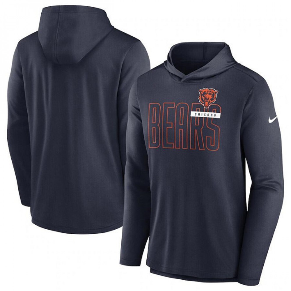 Men's Chicago Bears Navy Lightweight Performance Hoodie Long Sleeve T-Shirt Men's Chicago Bears Navy Lightweight Performance Hoodie Long Sleeve T-Shirt