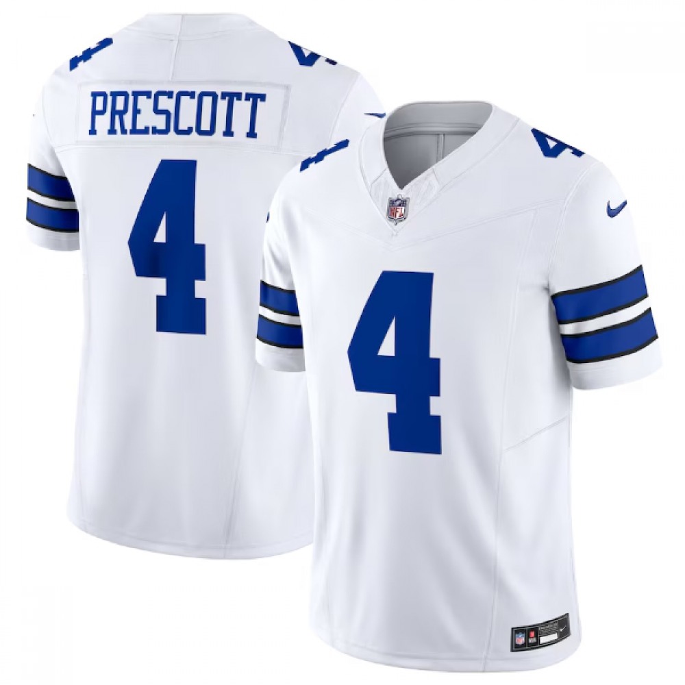 Men's Dallas Cowboys #4 Dak Prescott White 2023 F.U.S.E. Vapor Limited Stitched Football Jersey Men's Dallas Cowboys #4 Dak Prescott White 2023 F.U.S.E. Vapor Limited Stitched Football Jersey