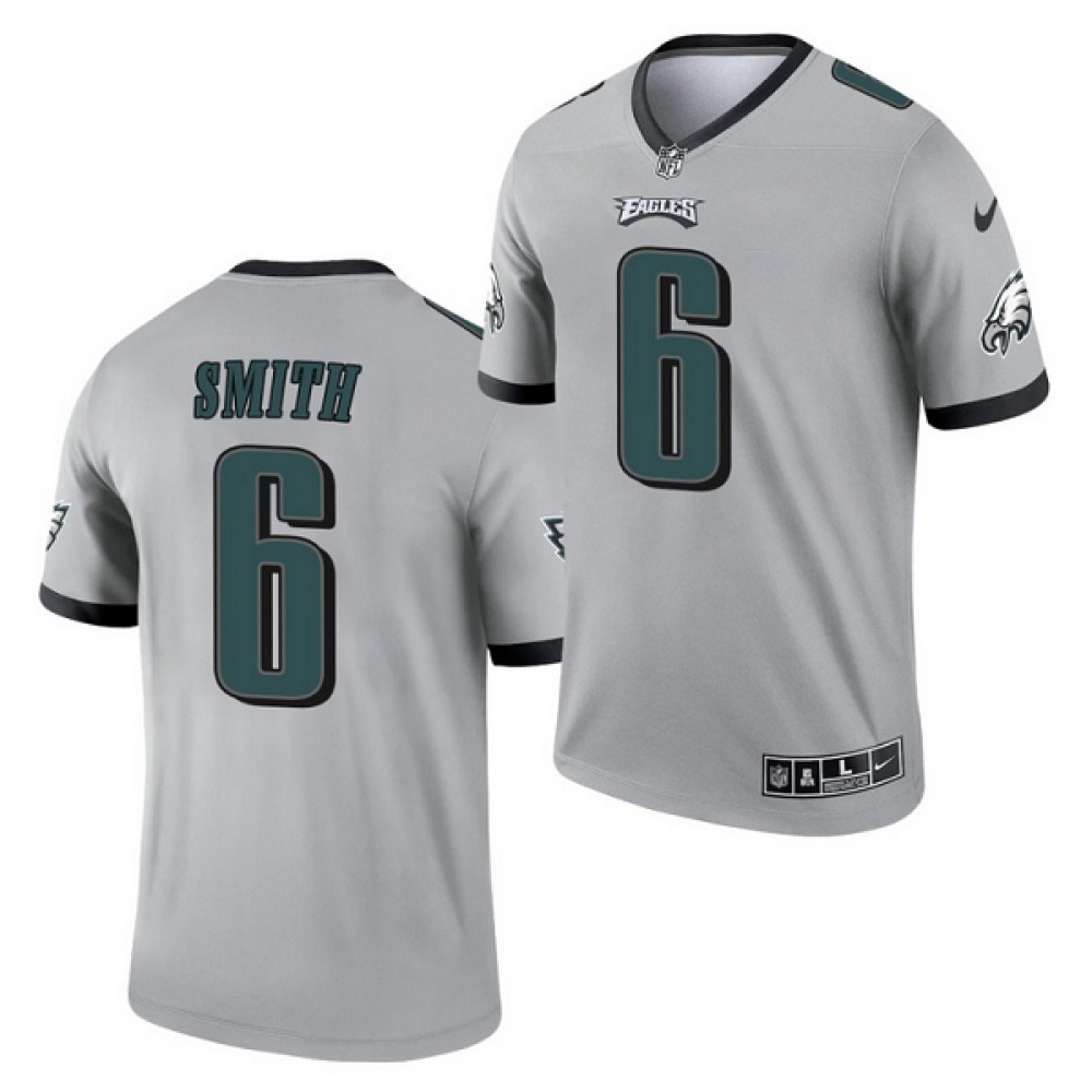 Men's Philadelphia Eagles #6 DeVonta Smith Silver Inverted Legend Stitched Football Jersey Men's Philadelphia Eagles #6 DeVonta Smith Silver Inverted Legend Stitched Football Jersey