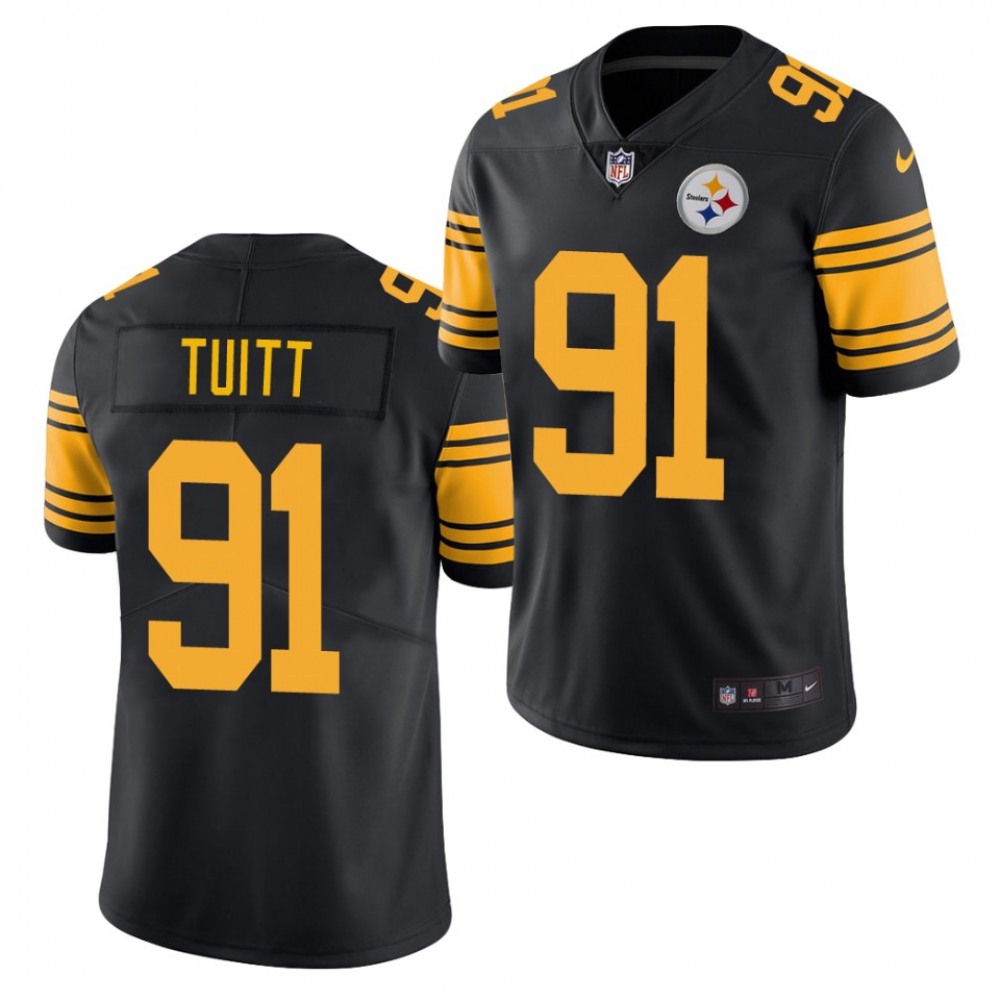 Men's Pittsburgh Steelers #91 Stephon Tuitt Black Color Rush Limited Stitched Jersey Men's Pittsburgh Steelers #91 Stephon Tuitt Black Color Rush Limited Stitched Jersey