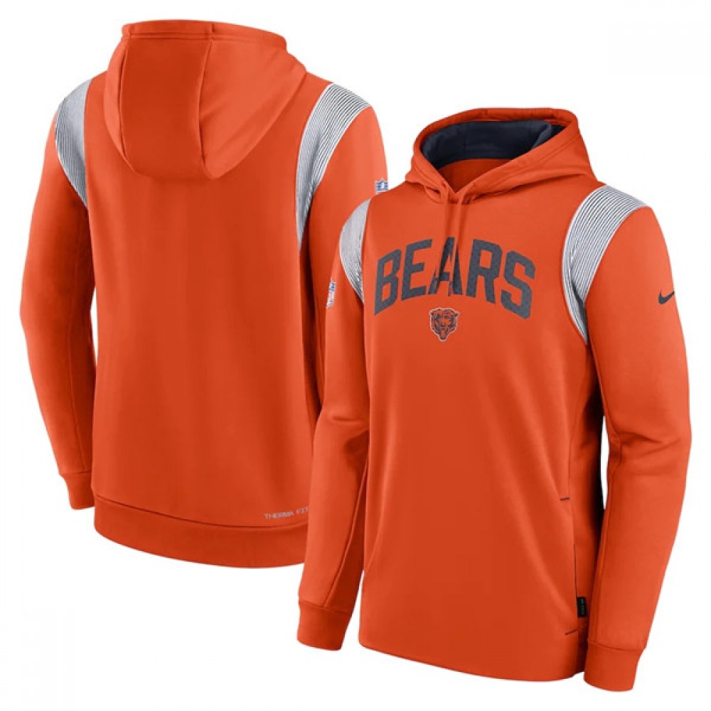 Men's Chicago Bears Orange Sideline Stack Performance Pullover Hoodie 001 Men's Chicago Bears Orange Sideline Stack Performance Pullover Hoodie 001