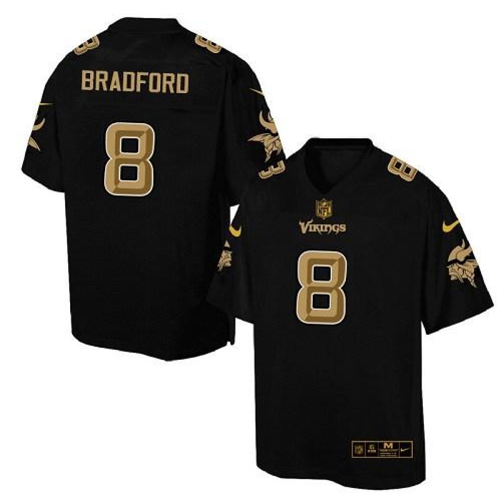 Nike Vikings #8 Sam Bradford Black Men's Stitched NFL Elite Pro Line Gold Collection Jersey
