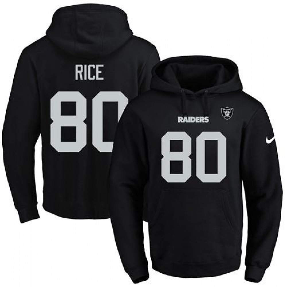 Nike Raiders #80 Jerry Rice Black Name & Number Pullover NFL Hoodie Nike Raiders #80 Jerry Rice Black Name & Number Pullover NFL Hoodie