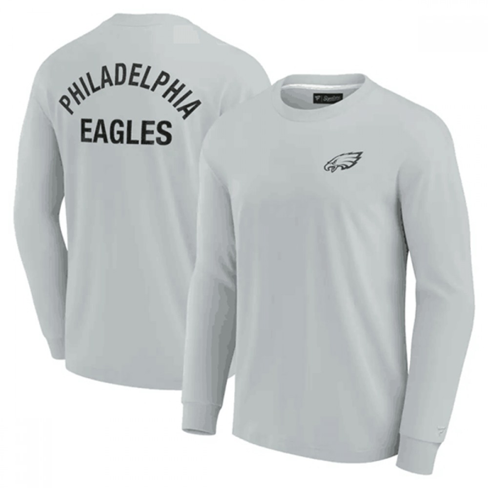 Men's Philadelphia Eagles Grey Signature Unisex Super Soft Long Sleeve T-Shirt Men's Philadelphia Eagles Grey Signature Unisex Super Soft Long Sleeve T-Shirt
