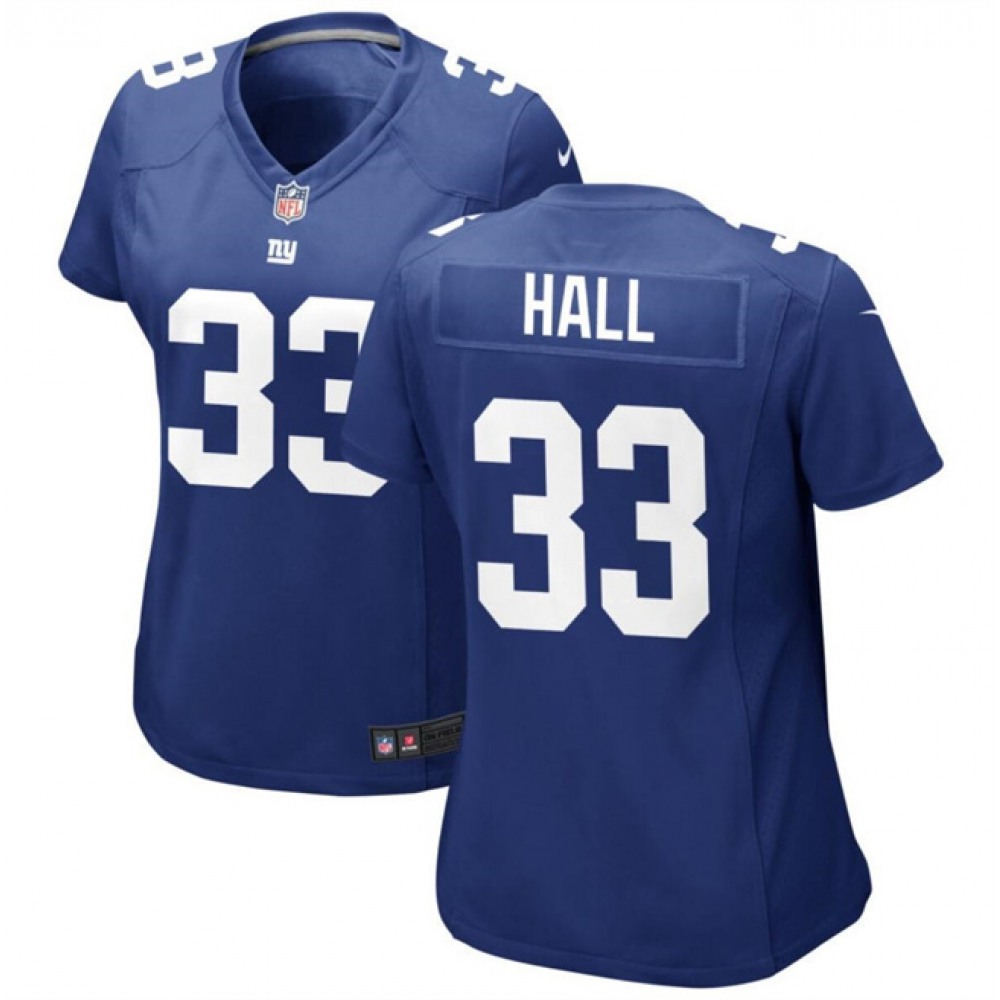 Women's New York Giants #33 Hassan Hall Blue Stitched Jersey(Run Small) Women's New York Giants #33 Hassan Hall Blue Stitched Jersey(Run Small)