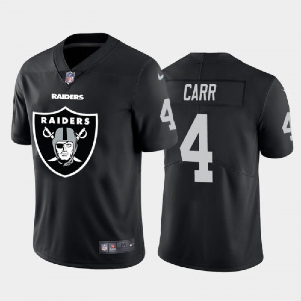 Men's Oakland Raiders #4 Derek Carr Black 2020 Team Big Logo Limited Stitched Jersey Men's Oakland Raiders #4 Derek Carr Black 2020 Team Big Logo Limited Stitched Jersey