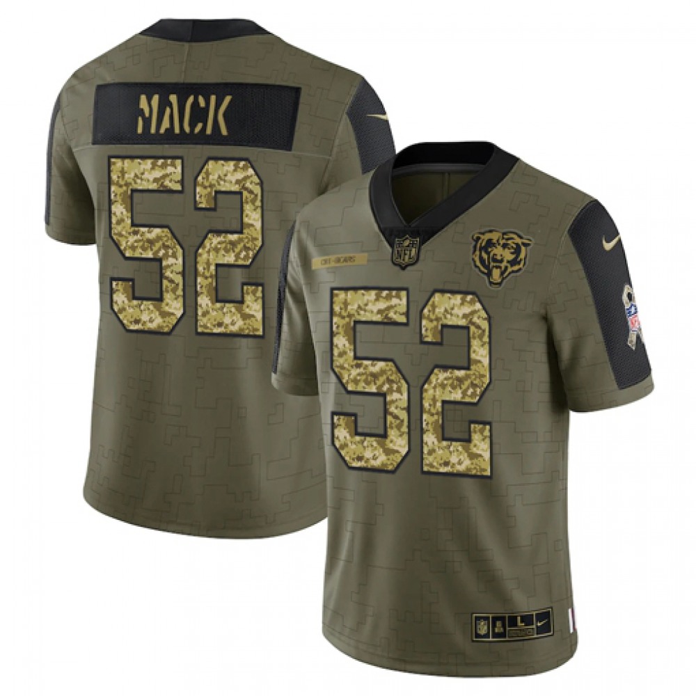 Men's Chicago Bears #52 Khalil Mack 2021 Olive Camo Salute To Service Limited Stitched Jersey Men's Chicago Bears #52 Khalil Mack 2021 Olive Camo Salute To Service Limited Stitched Jersey