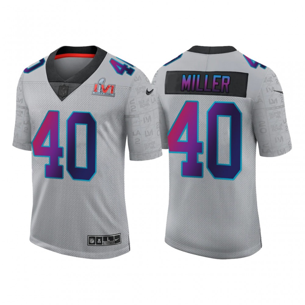 Men's Los Angeles Rams #40 Von Miller 2022 Grey Super Bowl LVI Limited Stitched Jersey Men's Los Angeles Rams #40 Von Miller 2022 Grey Super Bowl LVI Limited Stitched Jersey