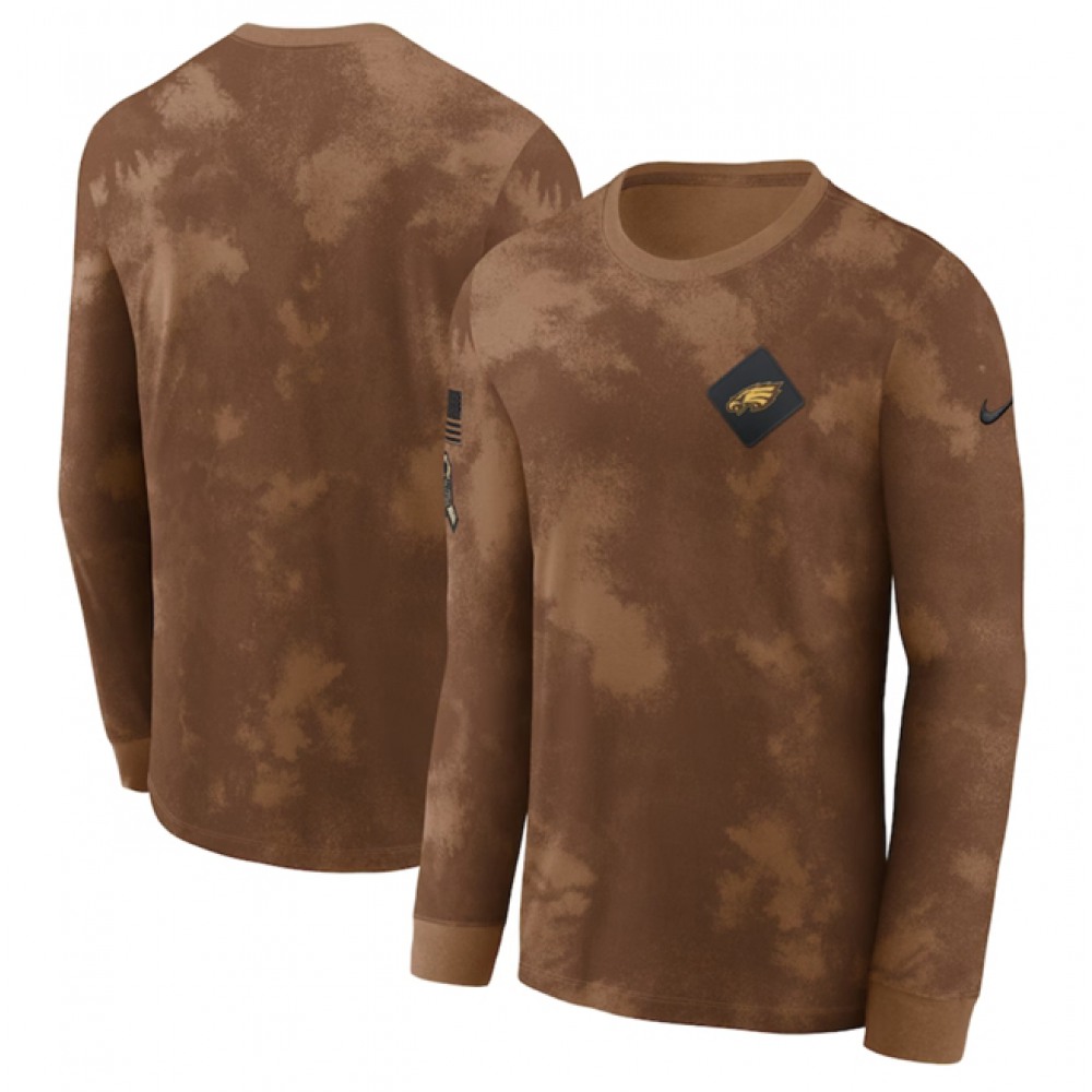 Men's Philadelphia Eagles Brown 2023 Salute To Service Long Sleeve T-Shirt Men's Philadelphia Eagles Brown 2023 Salute To Service Long Sleeve T-Shirt