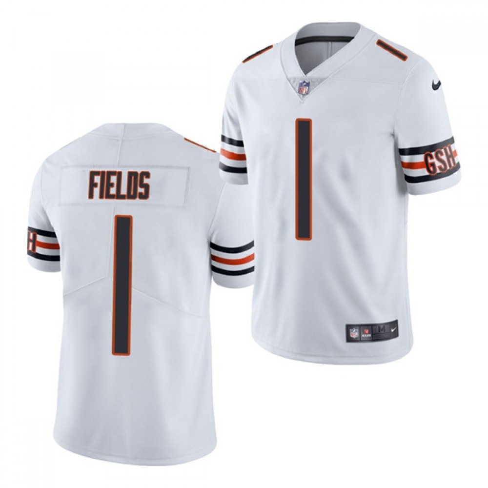 Men's Chicago Bears #1 Justin Fields 2021 NFL Draft White Vapor untouchable Limited Stitched Jersey Men's Chicago Bears #1 Justin Fields 2021 NFL Draft White Vapor untouchable Limited Stitched Jersey