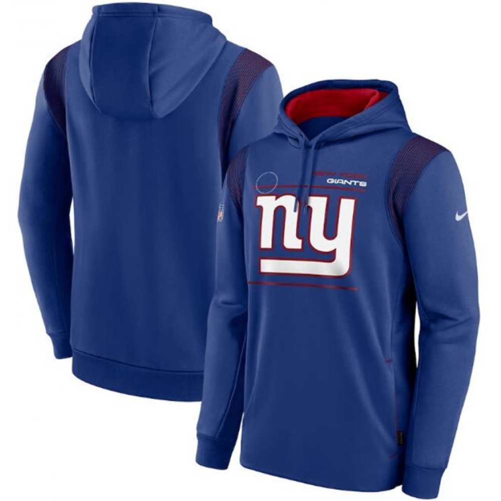 Men's New York Giants 2021 Royal Sideline Logo Performance Pullover Hoodie Men's New York Giants 2021 Royal Sideline Logo Performance Pullover Hoodie