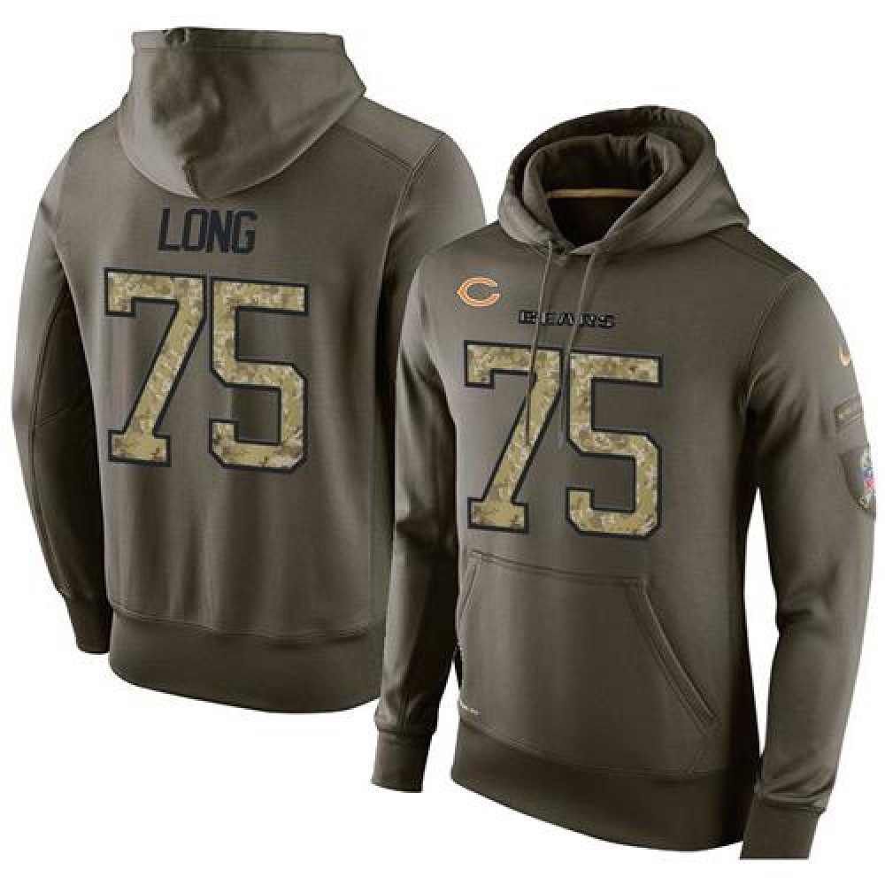 NFL Men's Nike Chicago Bears #75 Kyle Long Stitched Green Olive Salute To Service KO Performance Hoodie NFL Men's Nike Chicago Bears #75 Kyle Long Stitched Green Olive Salute To Service KO Performance Hoodie