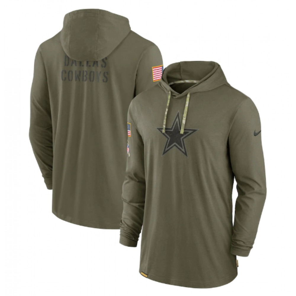Men's Dallas Cowboys 2022 Olive Salute to Service Tonal Pullover Hoodie Men's Dallas Cowboys 2022 Olive Salute to Service Tonal Pullover Hoodie