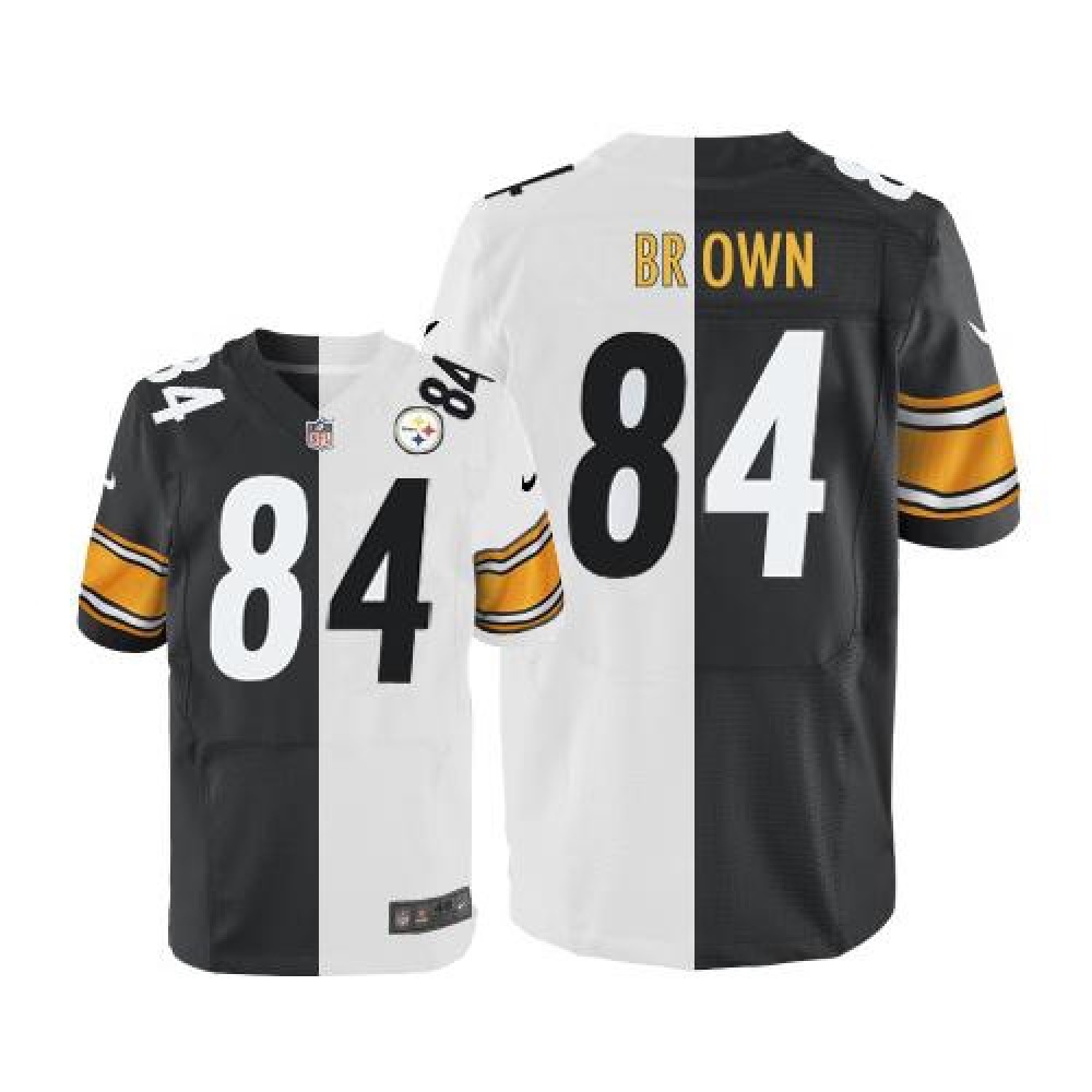 Nike Steelers #84 Antonio Brown White/Black Men's Stitched NFL Elite Split Jersey Nike Steelers #84 Antonio Brown White/Black Men's Stitched NFL Elite Split Jersey