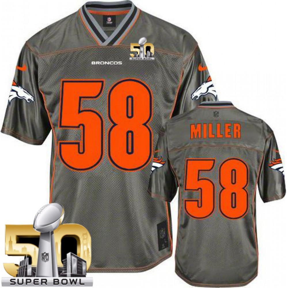 Nike Broncos #58 Von Miller Grey Super Bowl 50 Men's Stitched NFL Elite Vapor Jersey Nike Broncos #58 Von Miller Grey Super Bowl 50 Men's Stitched NFL Elite Vapor Jersey