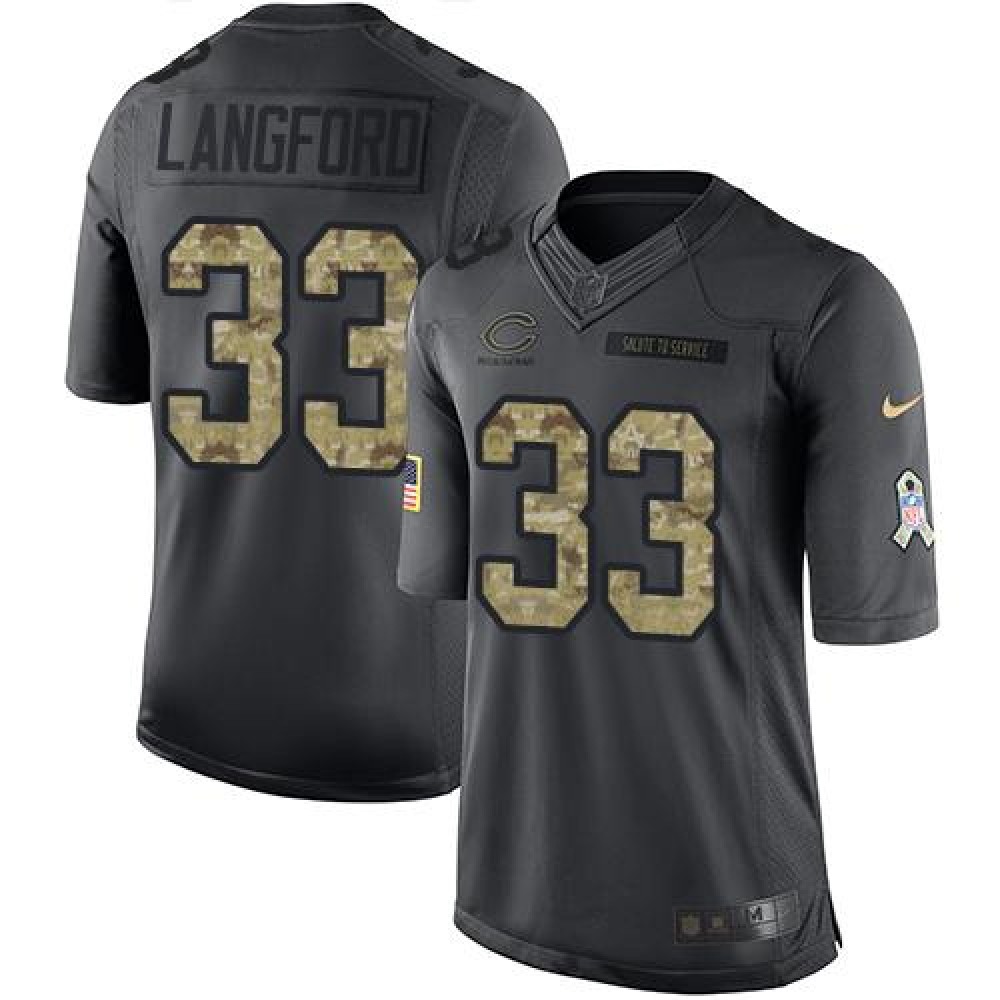 Nike Bears #33 Jeremy Langford Black Men's Stitched NFL Limited 2016 Salute to Service Jersey Nike Bears #33 Jeremy Langford Black Men's Stitched NFL Limited 2016 Salute to Service Jersey