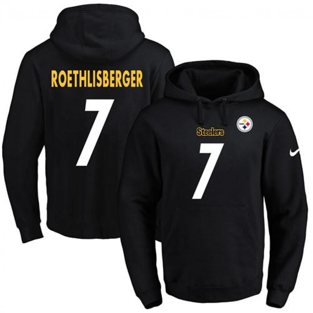 Nike Steelers #7 Ben Roethlisberger Black Name & Number Pullover NFL Hoodie Nike Steelers #7 Ben Roethlisberger Black Name & Number Pullover NFL Hoodie