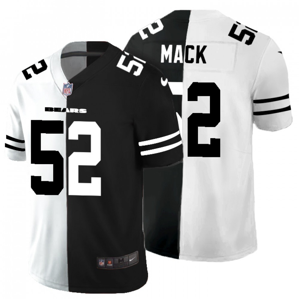 Men's Chicago Bears #52 Khalil Mack Black & White Split Limited Stitched Jersey Men's Chicago Bears #52 Khalil Mack Black & White Split Limited Stitched Jersey