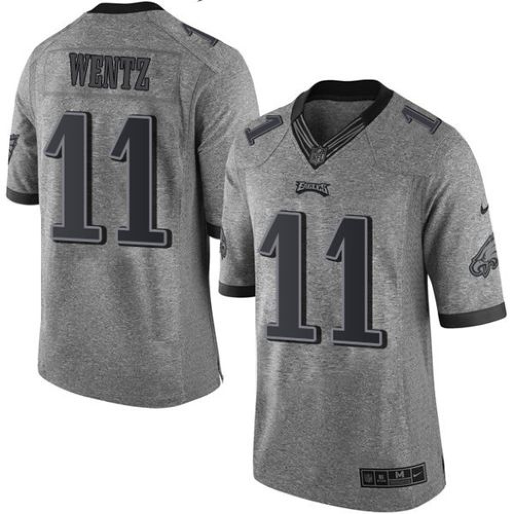 Nike Eagles #11 Carson Wentz Gray Men's Stitched NFL Limited Gridiron Gray Jersey Nike Eagles #11 Carson Wentz Gray Men's Stitched NFL Limited Gridiron Gray Jersey