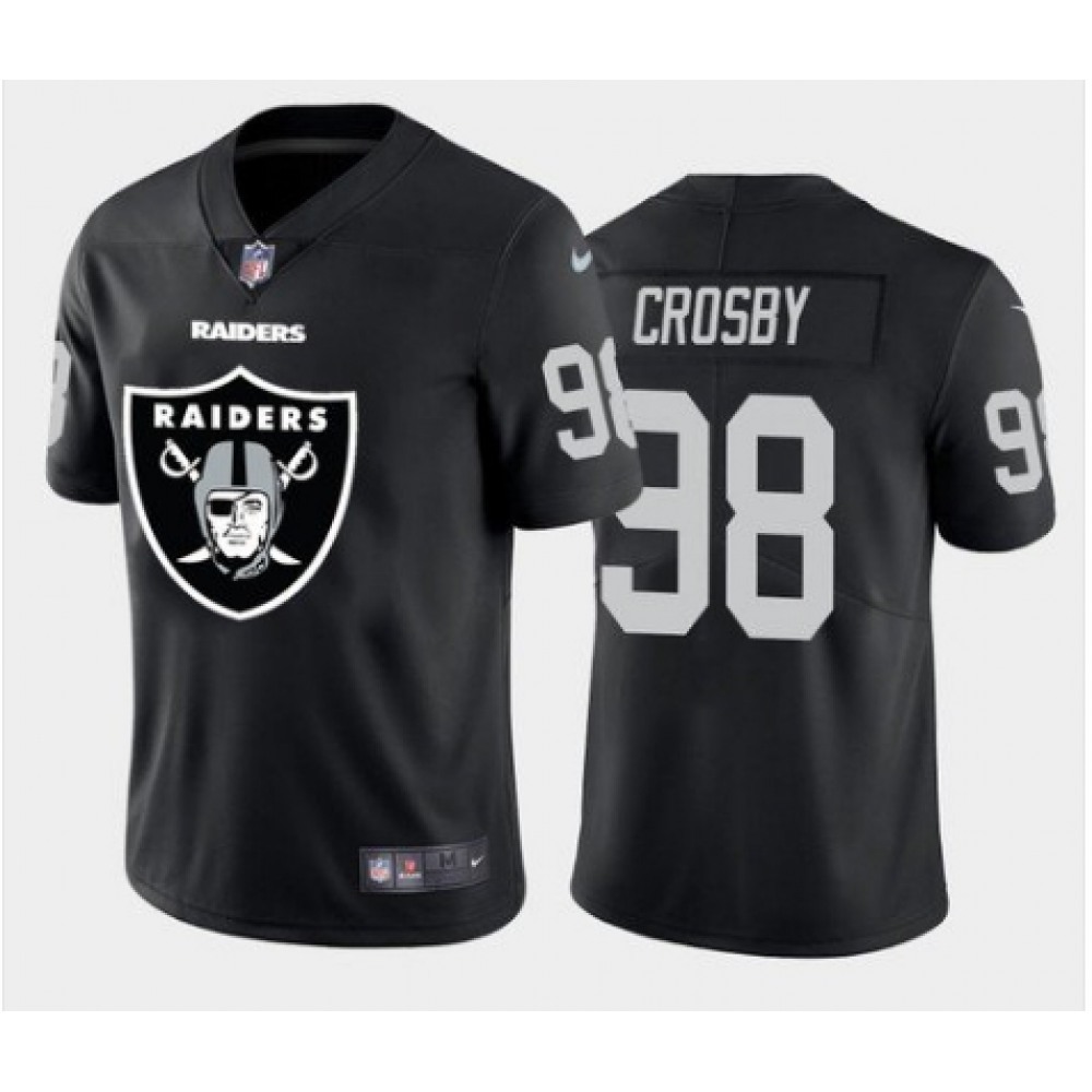 Men's Las Vegas Raiders #98 Maxx Crosby Black Team Big Logo Limited Stitched Jersey Men's Las Vegas Raiders #98 Maxx Crosby Black Team Big Logo Limited Stitched Jersey