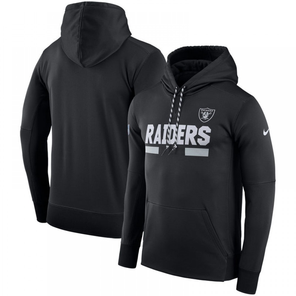 Men's Oakland Raiders Nike Black Sideline Team Name Performance Pullover Hoodie Men's Oakland Raiders Nike Black Sideline Team Name Performance Pullover Hoodie