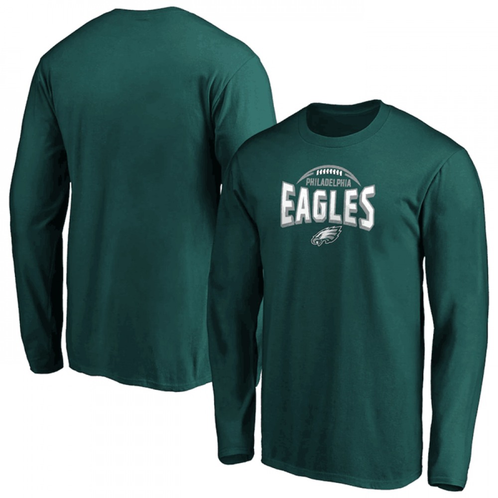Men's Philadelphia Eagles Green Clamp Down Long Sleeve T-Shirt Men's Philadelphia Eagles Green Clamp Down Long Sleeve T-Shirt